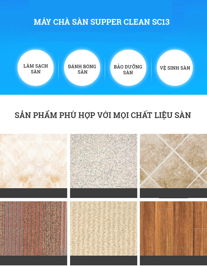 ứng dụng của Máy chà sàn Supper Clean SC13