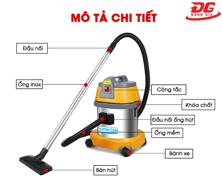 cấu tạo máy hút bụi công nghiệp Supper Clean SC15
