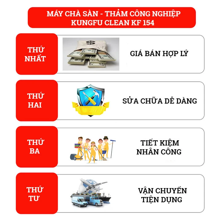 ưu điểm của máy chà sàn Kungfu Clean KF 154