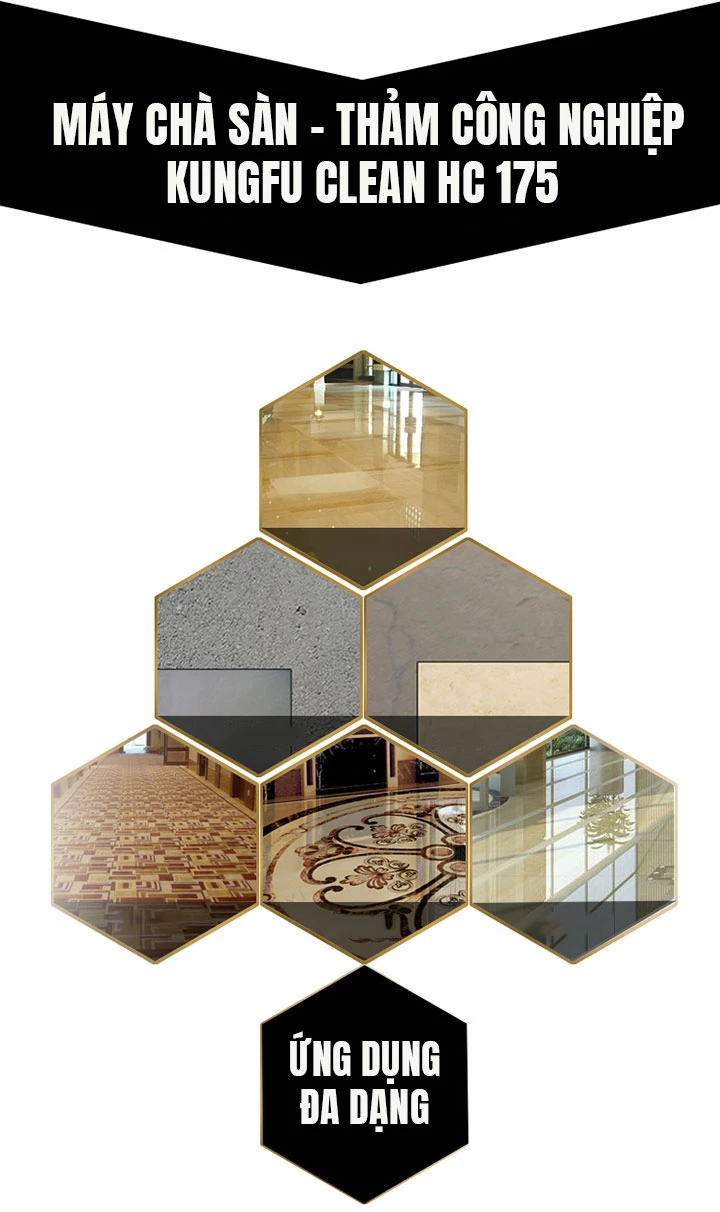 Ứng dụng của máy chà sàn Kungfu Clean HC 175
