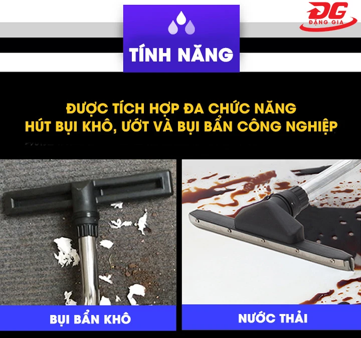 Máy hút bụi công nghiệp TopClean model TC80S vừa hút được bụi khô, vừa hút nước hiệu quả