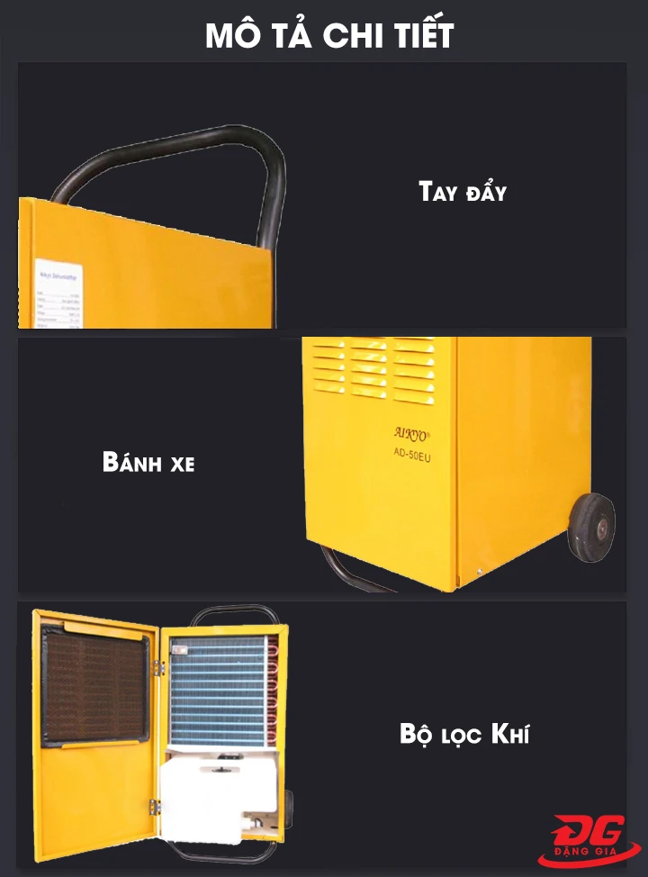 Cấu tạo của máy hút ẩm công nghiệp AIKYO AD-50EU