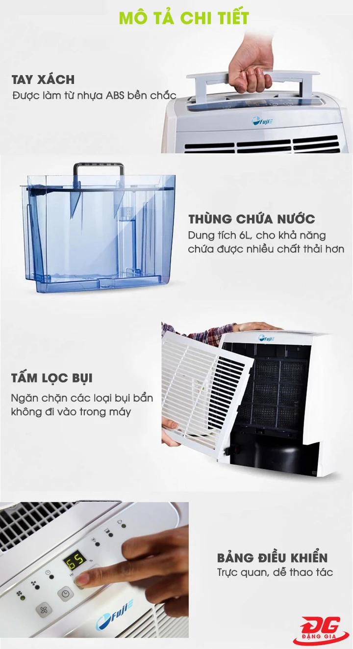 chi tiết cấu tạo máy hút ẩm Fujie HM-620EB
