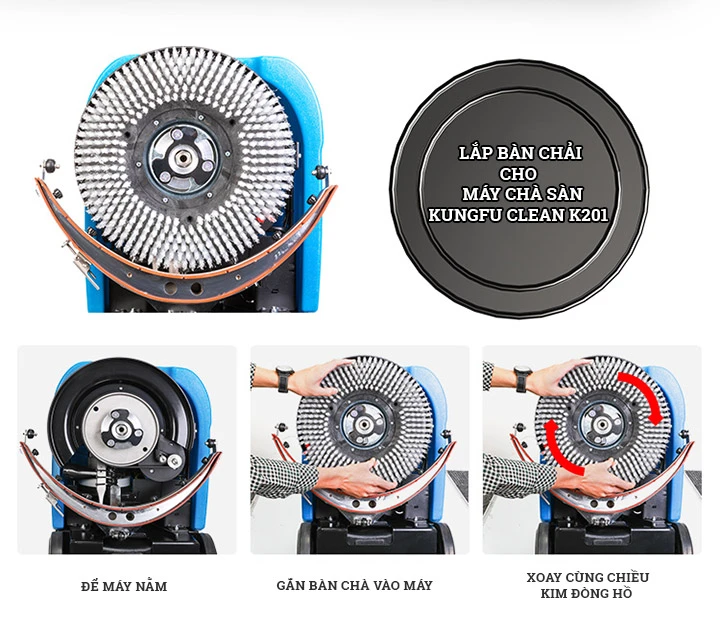 Hướng dẫn cách lắp đặt bàn chà cho máy chà sàn