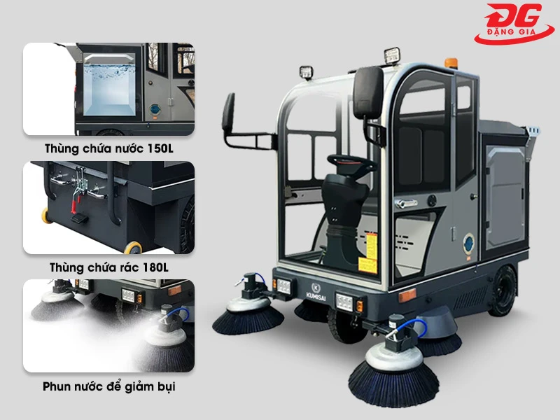 Xe quét rác ngồi lái Kumisai KMS 1900D chính hãng
