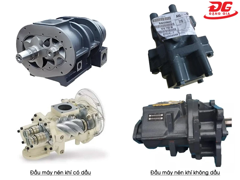 Đầu nén trục vít không dầu và có dầu