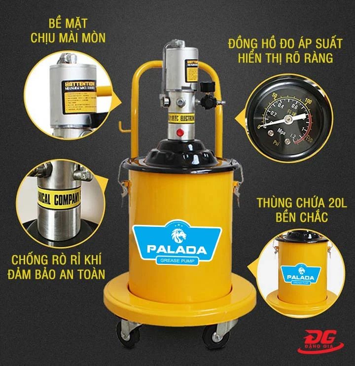 Máy bơm mỡ dùng khí nén Palada PD-150 có nhiều ưu điểm