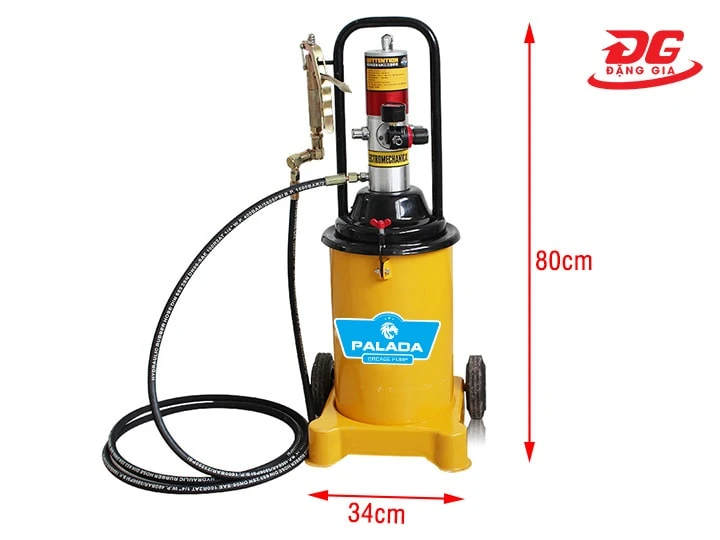 Kích thước máy bơm mỡ khí nén Palada PD-8