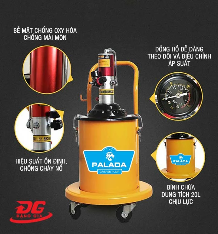 đặc điểm nổi bật của máy bơm mỡ khí nén Palada PD-9T