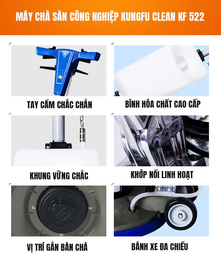 Kungfu Clean KF 522 có cấu tạo vô cùng đơn giản tiện dụng