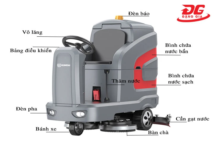 Cấu tạo cơ bản máy chà sàn ngồi lái model KMS-X7