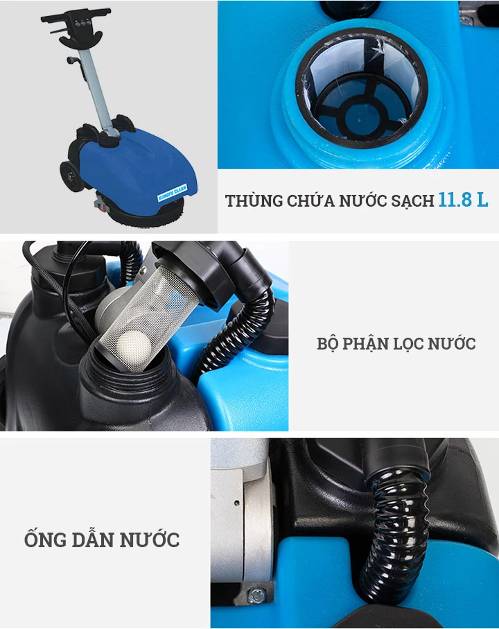 Cấu tạo máy chà sàn liên hợp mini Kungfu Clean K201
