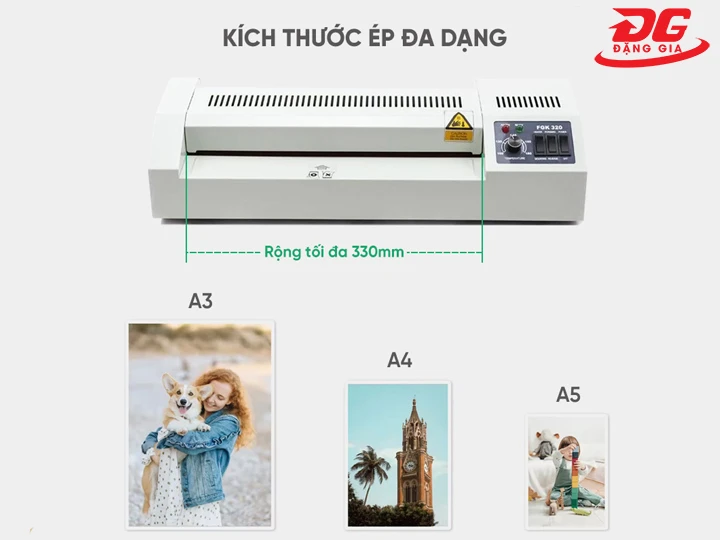 Máy ép plastic FGK 320 Laminator có kích thước ép đa dạng