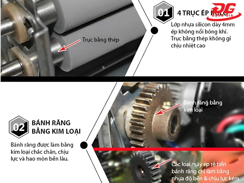 Máy ép plastic Media 320 có 4 trục rulo ép