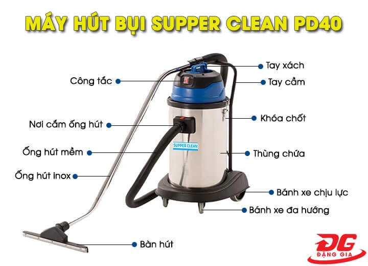 Cấu tạo máy hút bụi công nghiệp Supper Clean PD40