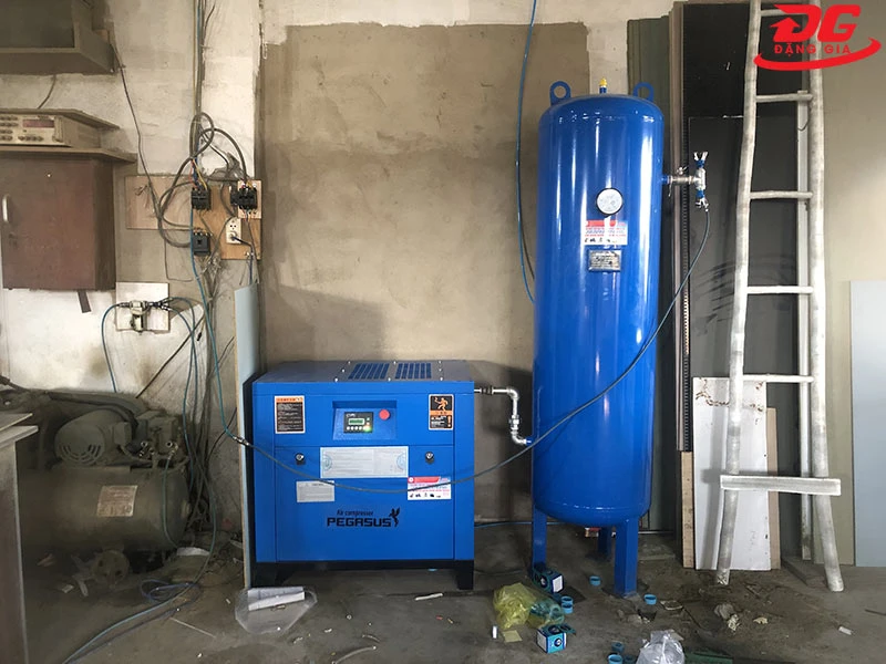 Đặng Gia hoàn thiện lắp đặt hệ thống khí nén với máy nén khí công nghiệp Pegasus TMPM10A