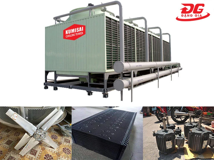 Một số bộ phận của tháp giải nhiệt vuông Kumisai KMS 100RT