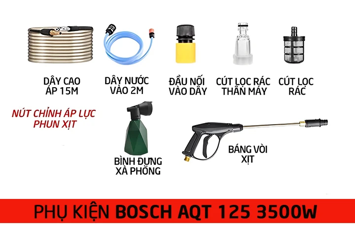 Bộ phụ kiện của máy rửa xe Bosch AQT 125 3500W
