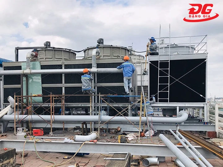 Lắp đặt tháp giải nhiệt Kumisai KMS 100RT