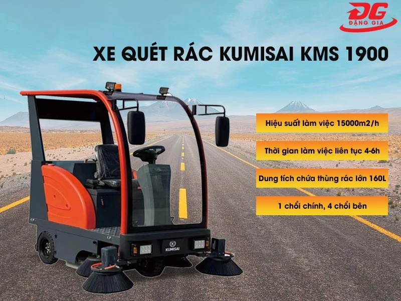 Xe quét rác ngồi lái Kumisai KMS 1900 chính hãng
