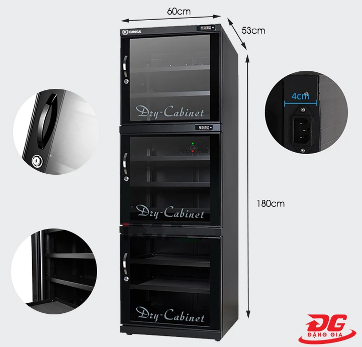 Chi tiết tủ chống ẩm máy ảnh Kumisai DHC500