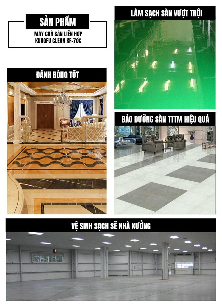 Ứng dụng vượt trội của sản phẩm chà sàn Kungfu Clean KF-70C