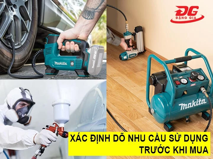 xác định nhu cầu sử dụng máy nén khí Makita 
