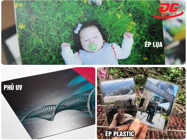 So sánh ảnh ép lụa, ép plastic, ép uv