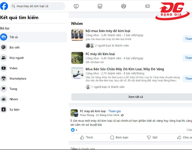 mua máy dò kim loại cũ qua hội nhóm facebook