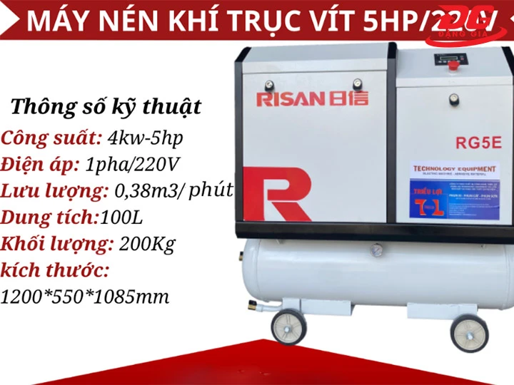 Tìm hiểu máy nén khí trục vít 5HP Risan RG5E