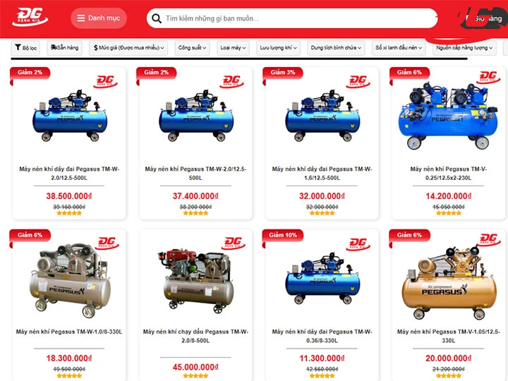 giá máy nén khí Pegasus