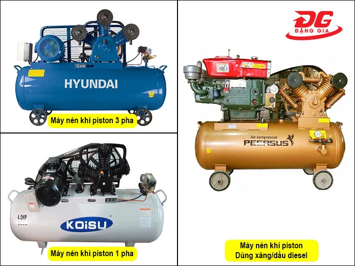 phân loại máy nén khí piston theo nguồn năng lượng