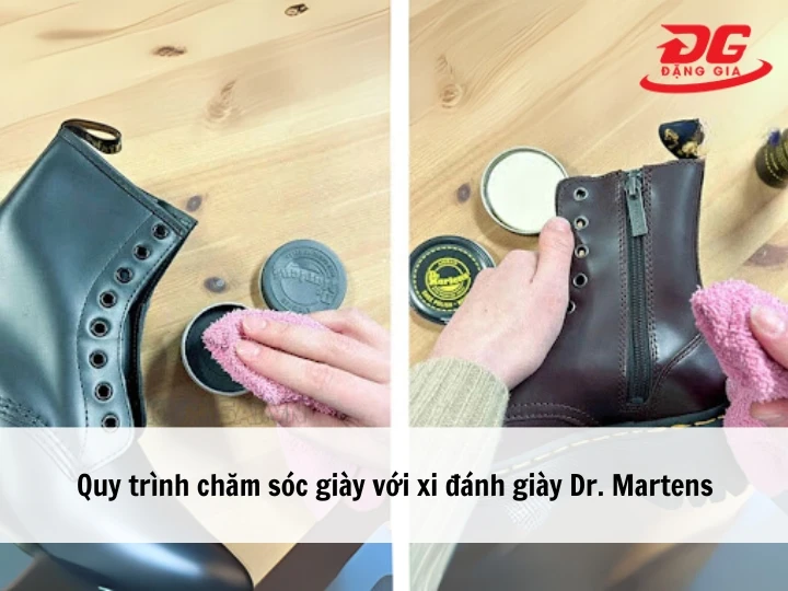 Quy trình chăm sóc giày với xi đánh giày Dr. Martens