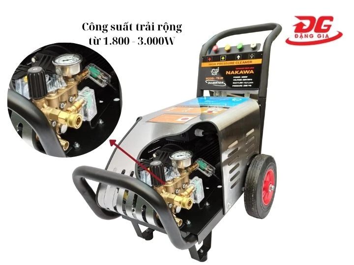 Máy rửa xe Nakawa có công suất trải rộng