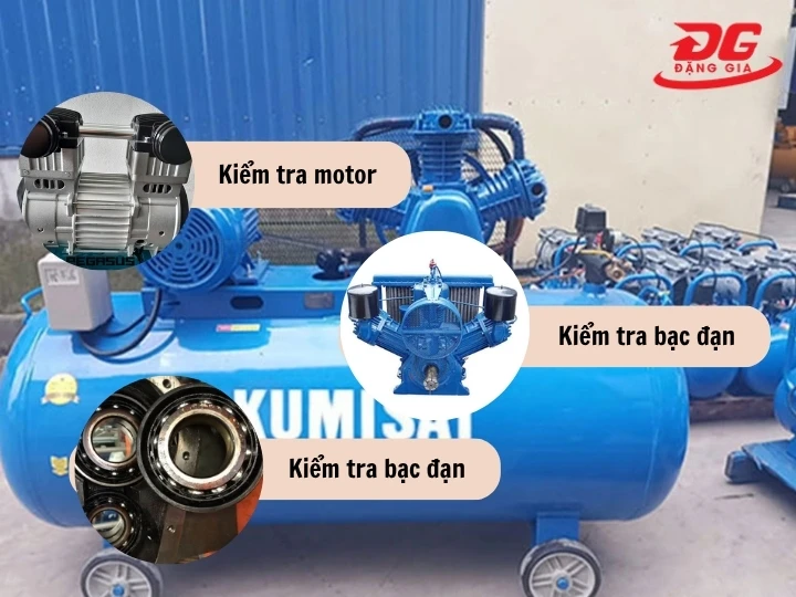 Bảo dưỡng các bộ phận chính máy nén khí kumisai theo quý