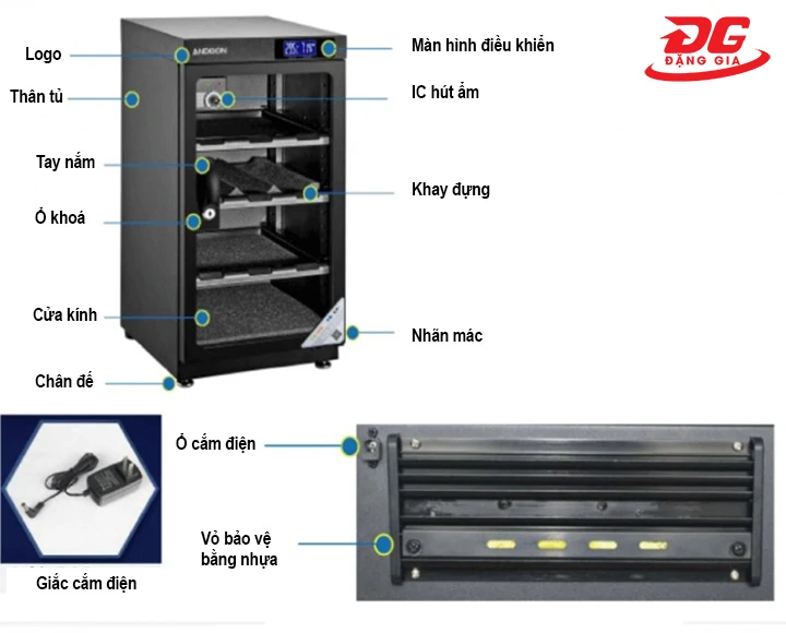 Cấu tạo của tủ chống ẩm Andbon AD-50C