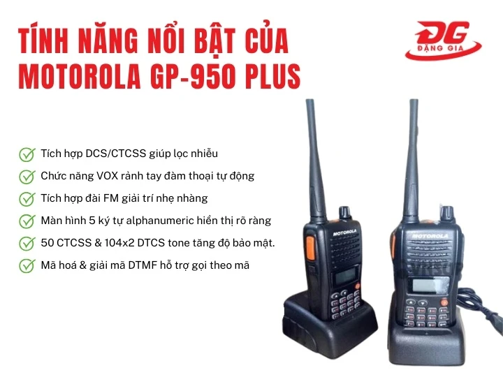 Bộ đàm cầm tay Motorola GP-950 Plus lọc được nhiễu
