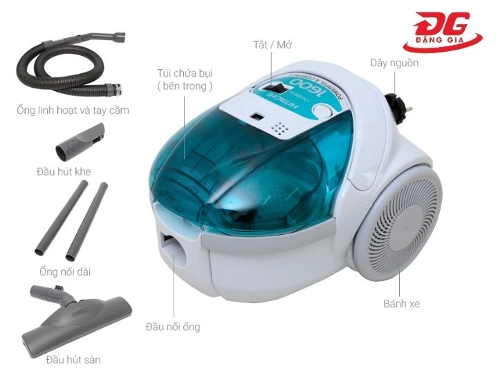 Cấu tạo của máy hút bụi công suất 1600W