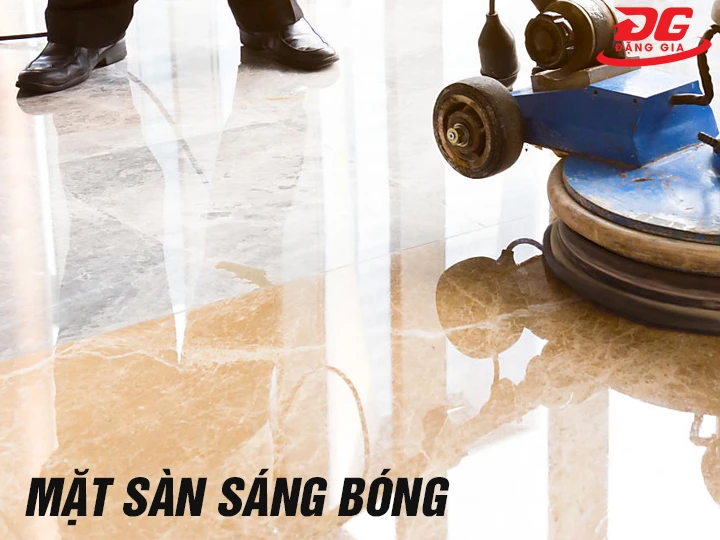 Sàn bóng khi dùng máy đánh bóng sàn