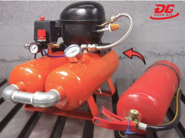 Máy nén khí tự chế từ bình cứu hỏa
