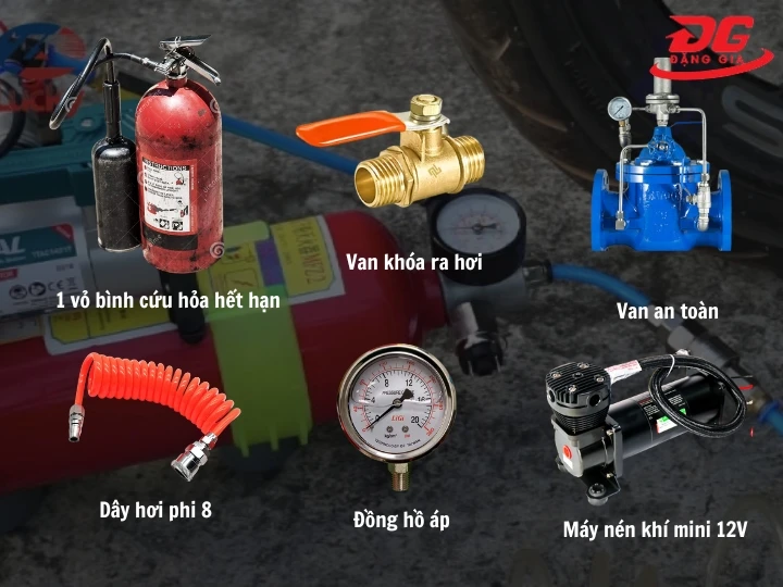 Dụng cụ chế máy nén khí tự chế từ bình cứu hỏa