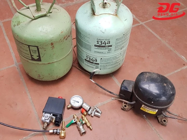 Chuẩn bị chế máy nén khí bằng block tủ lạnh cũ