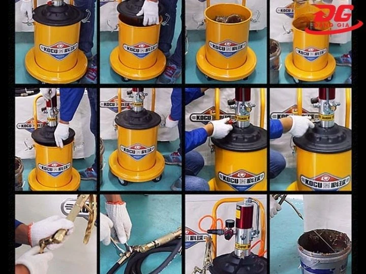 Cách dùng máy bơm mỡ khí nén Kocu GZ-75B (45 lít)