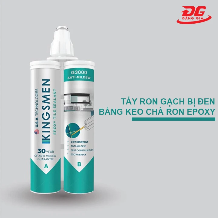tẩy ron gạch bị đen bằng keo chà ron epoxy