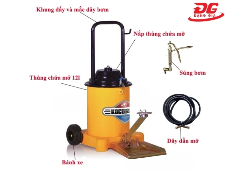 Bộ phận máy bơm mỡ dùng chân Kocu GZ-6J 12 lít