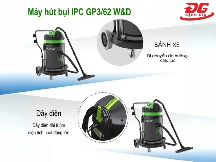 Máy hút bụi khô ướt IPC GP3/62 W&D có dây nối xa