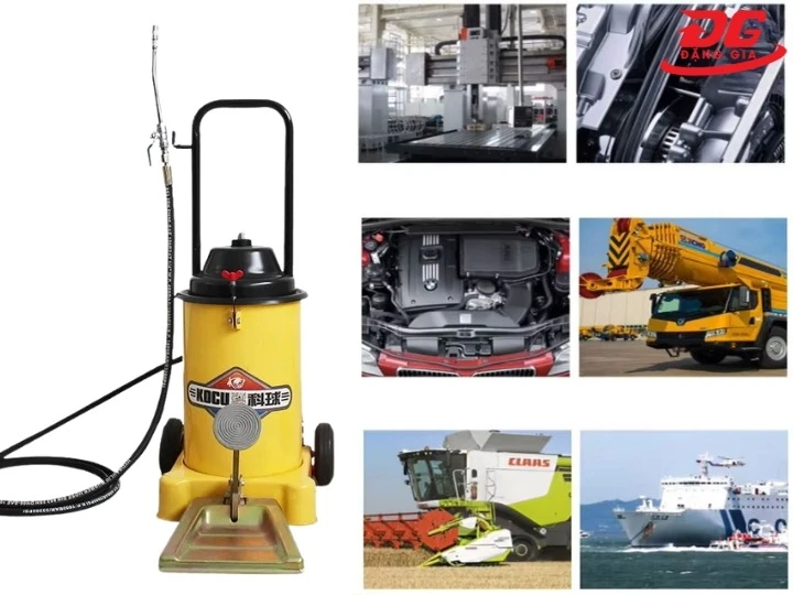 Ứng dụng máy bơm mỡ dùng chân Kocu GZ-6J 12 lít