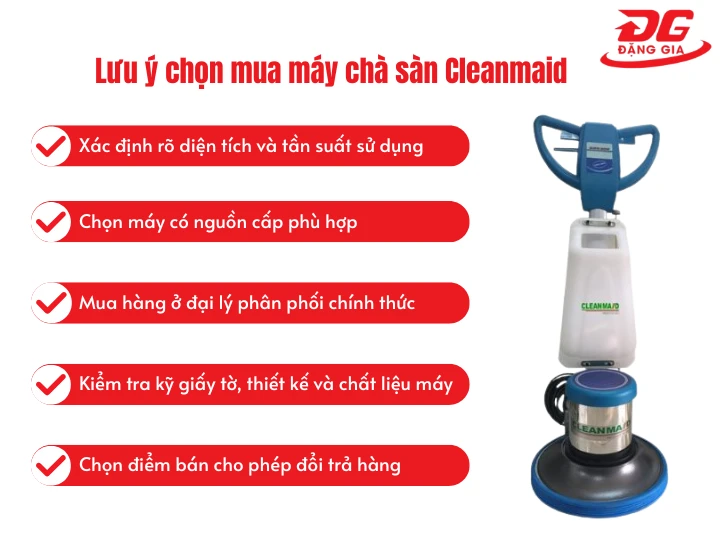 Lưu ý chọn mua máy chà sàn Cleanmaid