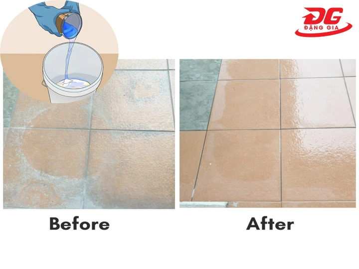 Tẩy xi măng bằng dung dịch lau sàn pha loãng