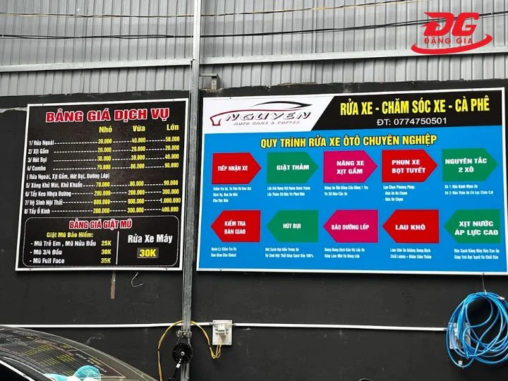 Nguyễn - Auto Care & Coffee bảng giá rõ ràng
